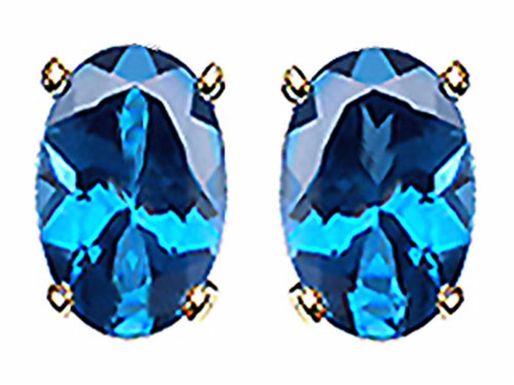 Tommaso Design™ Oval 8x6 mm Genuine Blue Topaz Earrings