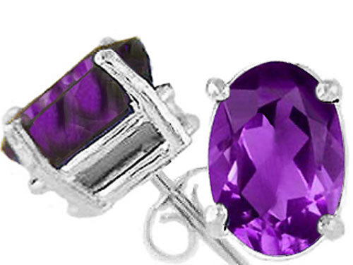 Tommaso Design™ Oval 9x7 mm Genuine Amethyst Earrings