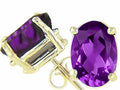 Tommaso Design™ Oval 9x7 mm Genuine Amethyst Earrings