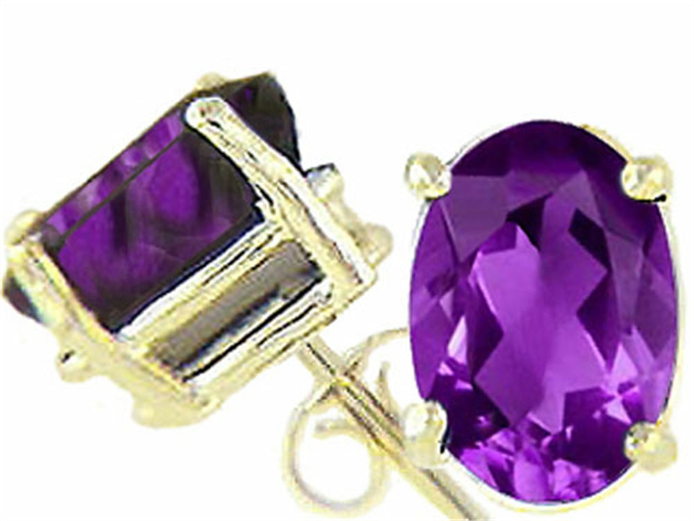 Tommaso Design™ Oval 9x7 mm Genuine Amethyst Earrings