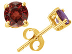 Tommaso Design™ Round Genuine Garnet Earrings Studs