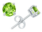 Tommaso Design™ Round Genuine Peridot Earrings Studs
