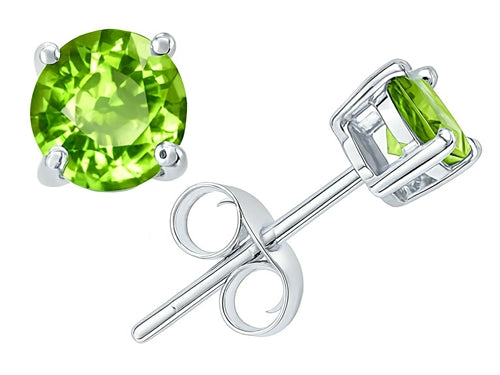 Tommaso Design™ Round Genuine Peridot Earrings Studs