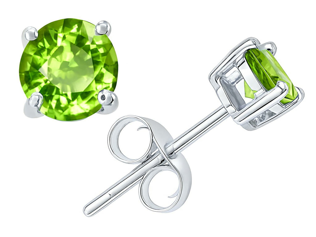 Tommaso Design™ Round Genuine Peridot Earrings Studs