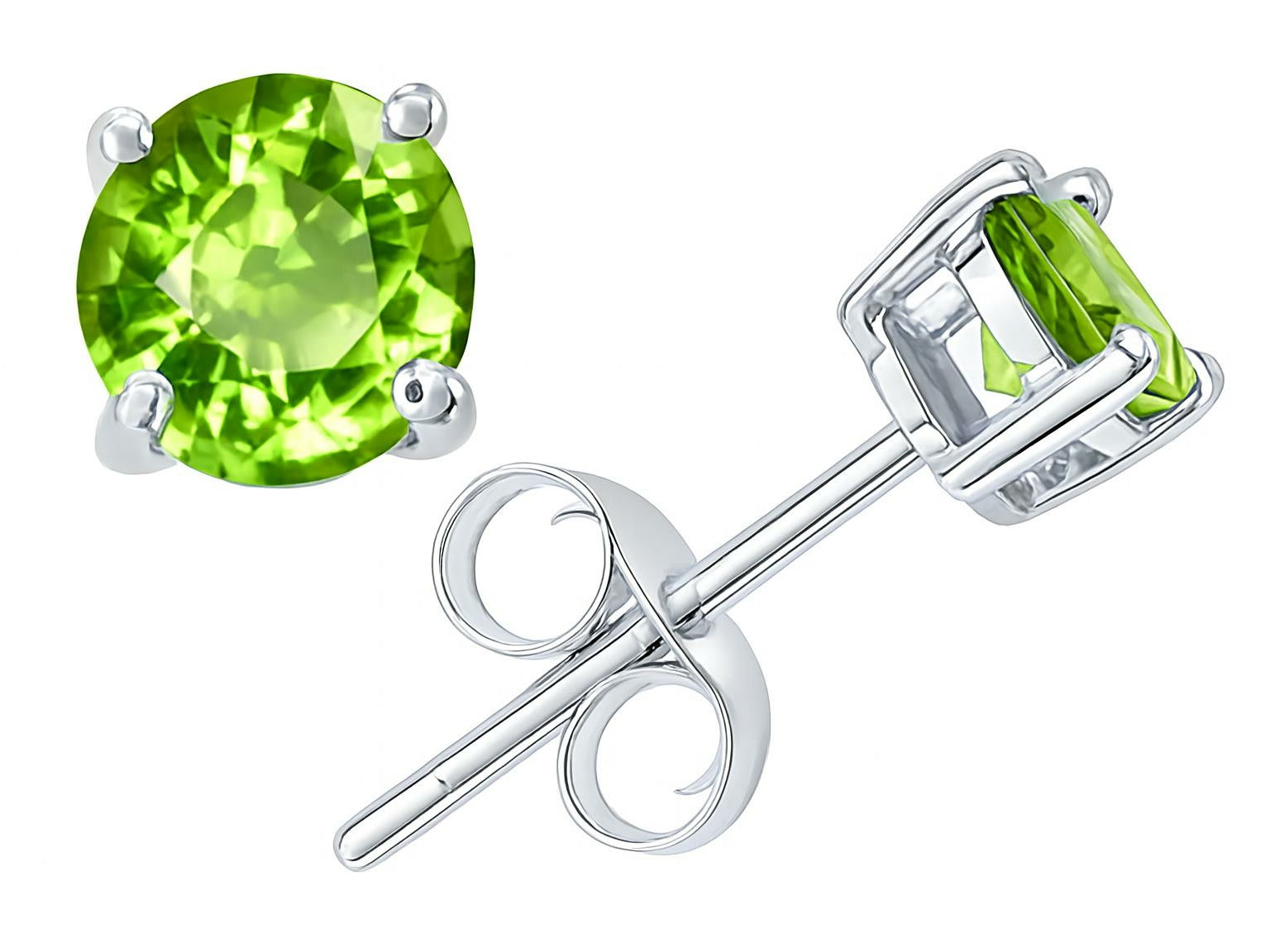 Tommaso Design™ Round Genuine Peridot Earrings Studs