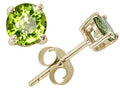 Star K Round Genuine Peridot Earrings Studs