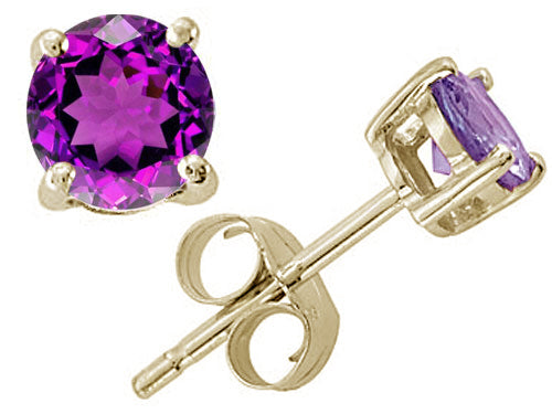 Tommaso Design™ Round 6mm Genuine Amethyst Earrings Studs