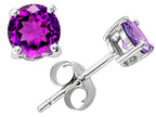 Tommaso Design™ Round 6mm Genuine Amethyst Earrings Studs