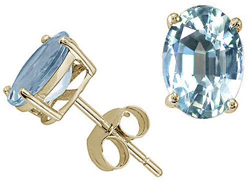 Tommaso Design™ Oval Genuine Aquamarine Earrings Studs