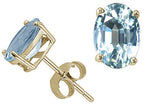 Tommaso Design™ Oval Genuine Aquamarine Earrings Studs