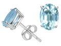 Tommaso Design™ Oval Genuine Aquamarine Earrings Studs