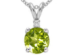 Tommaso Design™ Round Genuine Peridot Pendant Necklace