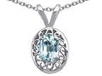 Tommaso Design™ Genuine Aquamarine Oval 6x4mm Pendant Necklace