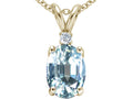 Tommaso Design™ Oval 8x6 mm Genuine Aquamarine Pendant Necklace