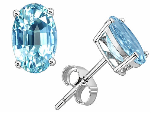 Tommaso Design™ Oval 7x5 mm Genuine Aquamarine Earrings Studs