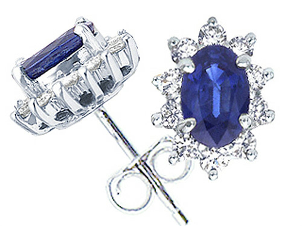 Tommaso Design™ Oval 6x4 mm Genuine Sapphire Earrings