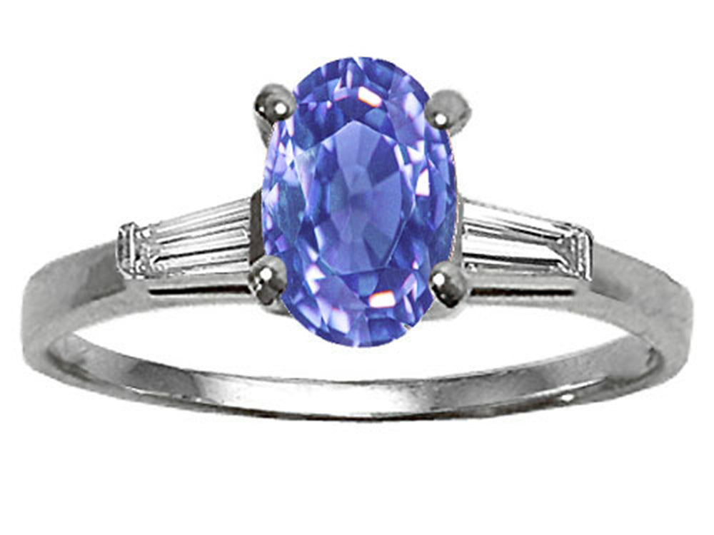 Tommaso Design™ Oval 7x5 mm Genuine Tanzanite Engagement Ring