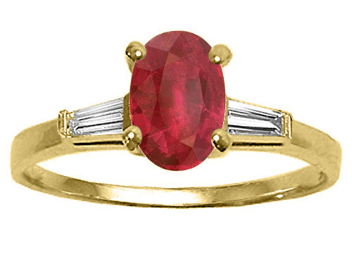 Tommaso Design™ Genuine Ruby and Diamond Engagement Ring