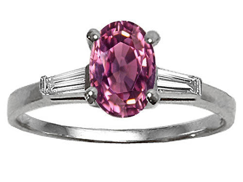 Tommaso Design™ Oval 7x5 mm Genuine Pink Tourmaline Engagement Ring
