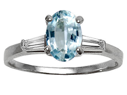 Tommaso Design™ Genuine Aquamarine Engagement Ring