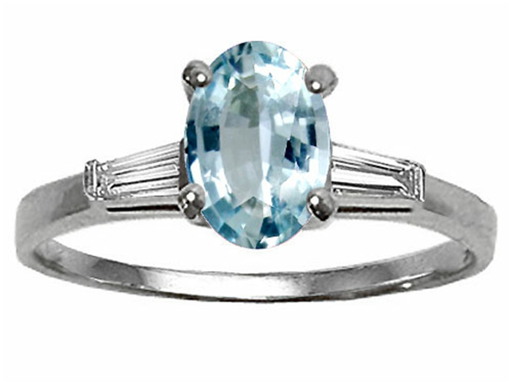 Tommaso Design™ Genuine Aquamarine Engagement Ring