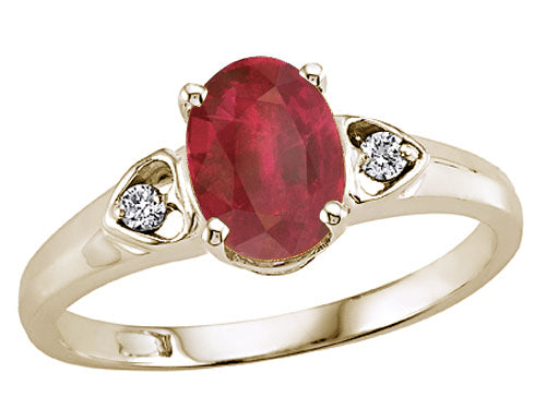 Tommaso Design™ Oval 7x5mm Genuine Ruby and Diamond Ring