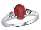 Tommaso Design™ Oval 7x5mm Genuine Ruby and Diamond Ring