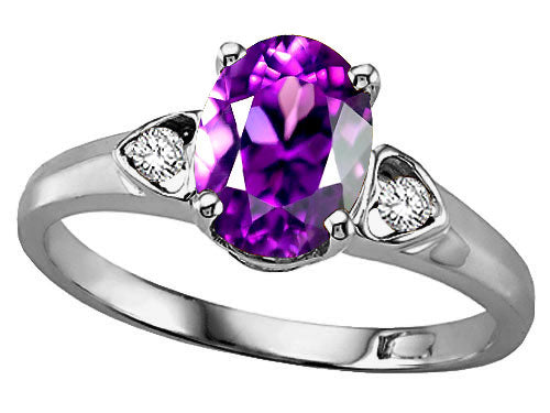 Tommaso Design™ Oval 9x7mm Genuine Amethyst Ring