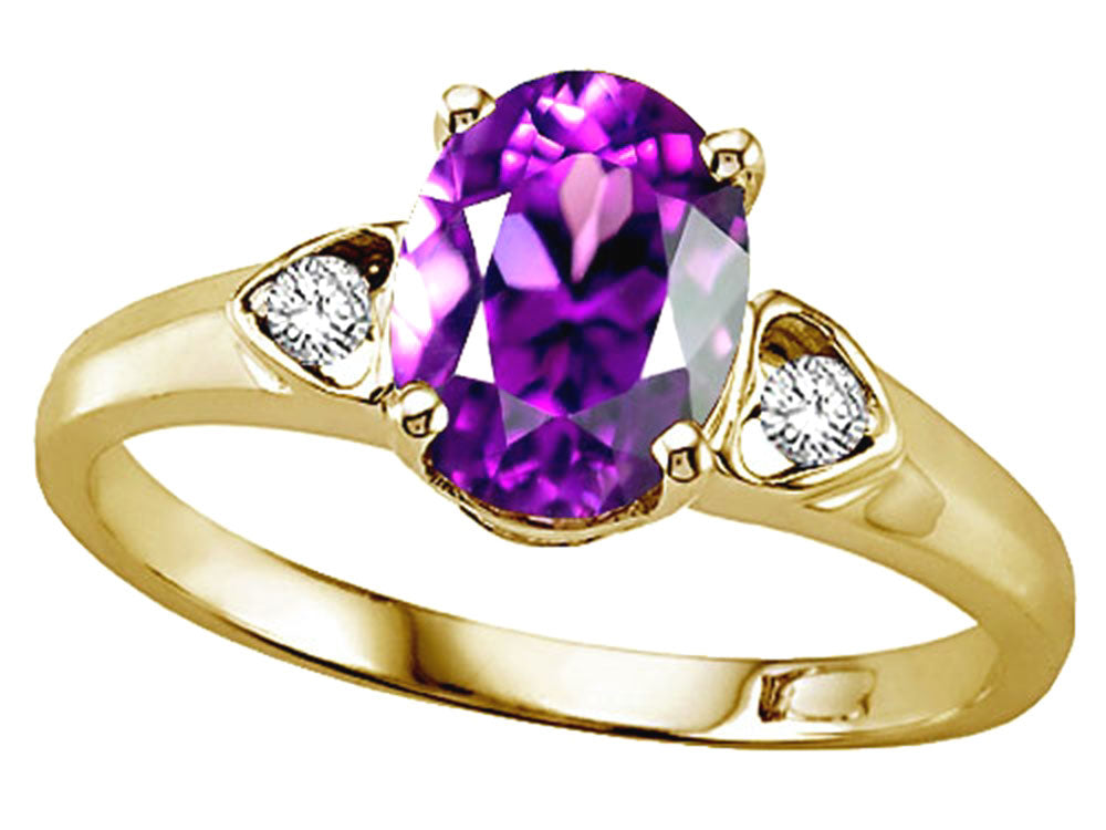 Tommaso Design™ Oval 9x7mm Genuine Amethyst Ring
