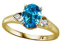 Tommaso Design™ Oval 8x6mm Genuine Blue Topaz Ring