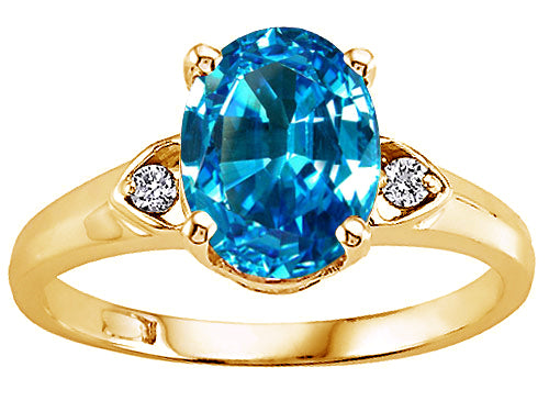 Tommaso Design™ Oval 9x7 mm Genuine Blue Topaz Ring