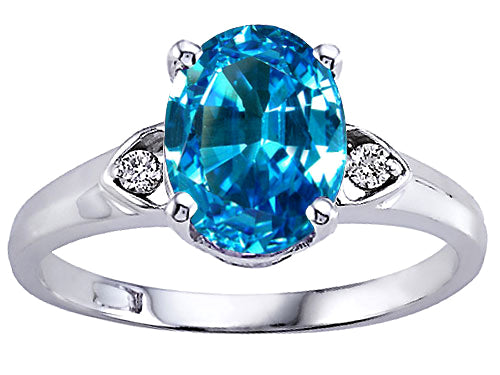 Tommaso Design™ Oval 9x7 mm Genuine Blue Topaz Ring