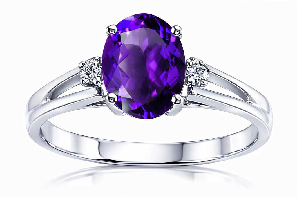 Tommaso Design™ Oval Genuine Amethyst Ring