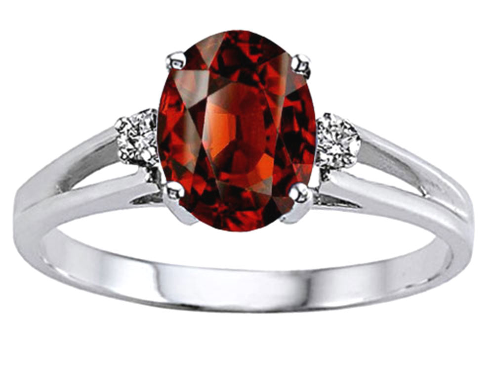 Tommaso Design™ Oval Genuine Garnet Ring