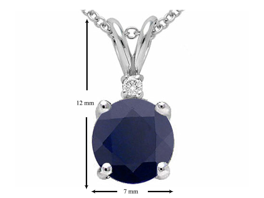 Tommaso Design™ Round 7mm Genuine Black Sapphire Pendant Necklace