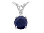 Tommaso Design™ Round 7mm Genuine Black Sapphire Pendant Necklace