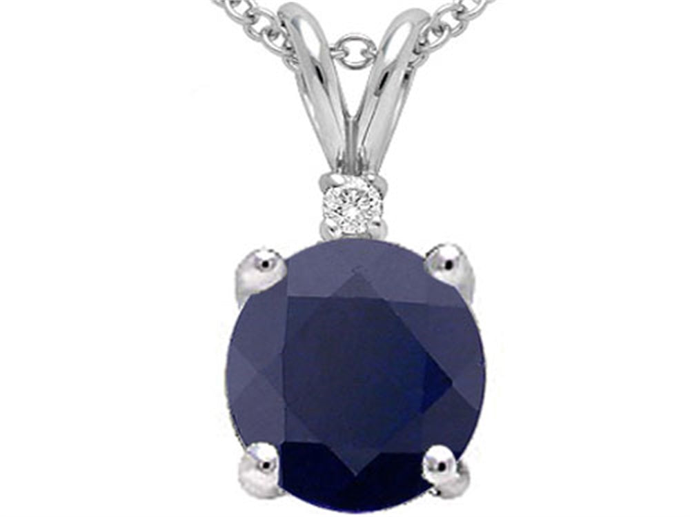 Tommaso Design™ Genuine Round Sapphire Pendant Necklace