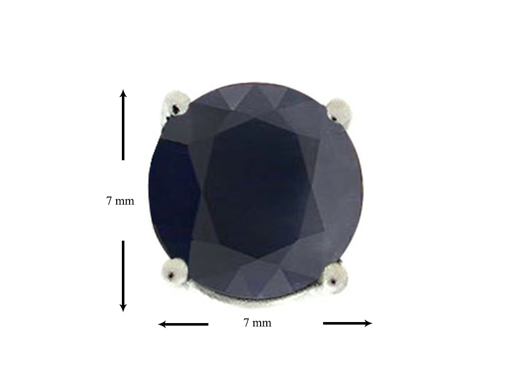 Star K 7mm Round Black Sapphire Earrings Studs