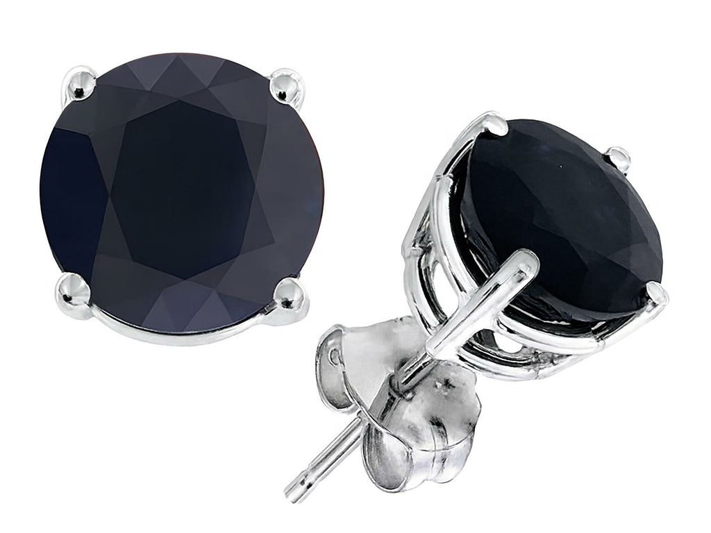 Star K 7mm Round Black Sapphire Earrings Studs