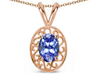 Star K ™ Vintage Style Filigree Oval 6x4mm Genuine Tanzanite Pendant Necklace