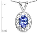 Star K ™ Vintage Style Filigree Oval 6x4mm Genuine Tanzanite Pendant Necklace