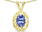 Star K ™ Vintage Style Filigree Oval 6x4mm Genuine Tanzanite Pendant Necklace