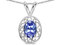 Star K ™ Vintage Style Filigree Oval 6x4mm Genuine Tanzanite Pendant Necklace
