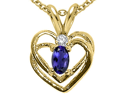 Tommaso Design™ Oval 6x4mm Genuine Iolite Heart Pendant Necklace