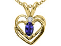 Tommaso Design™ Oval 6x4mm Genuine Iolite Heart Pendant Necklace