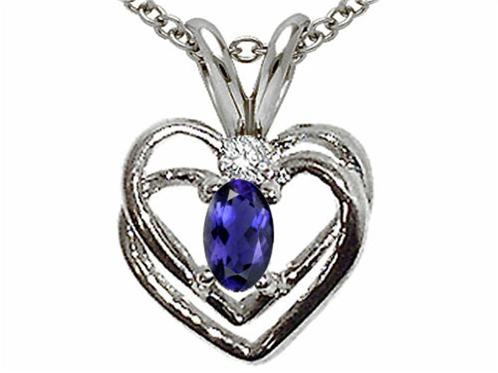 Tommaso Design™ Oval 6x4mm Genuine Iolite Heart Pendant Necklace