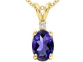 Tommaso Design™ Oval 7x5 mm Genuine Iolite  Pendant Necklace