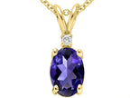 Tommaso Design™ Oval 7x5 mm Genuine Iolite  Pendant Necklace