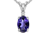 Tommaso Design™ Oval 7x5 mm Genuine Iolite  Pendant Necklace