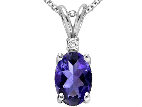 Tommaso Design™ Oval 7x5 mm Genuine Iolite  Pendant Necklace